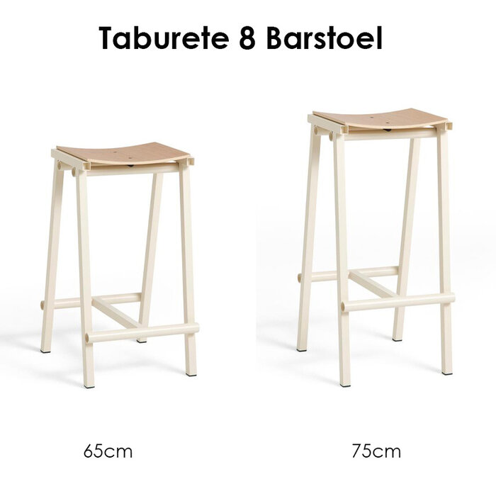 HAY Modèle de stock - Taburete 8 Barkruk - hauteur d'assise 75 cm Eggshell - Oak Veneer - HAY