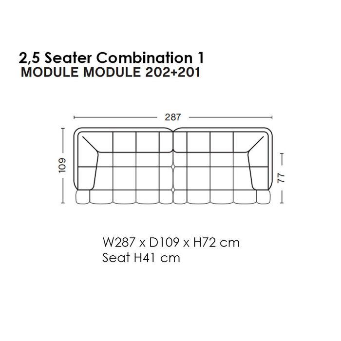 HAY Quilton sofa - 2,5 Seater combinatie 1 -  Overlap 01 - HAY