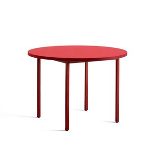 HAY Two-colour round table - red tabletop - maroon red frame - Muller Van Severen