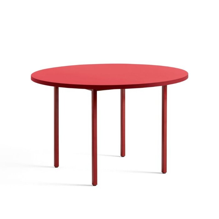 HAY Two-colour round table - red tabletop - maroon red frame - Muller Van Severen