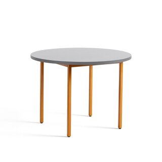 HAY Two-colour round table - light grey tabletop - ochre frame