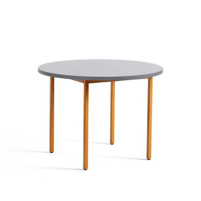 HAY Two-colour round table - light grey tabletop - ochre frame - Muller Van Severen