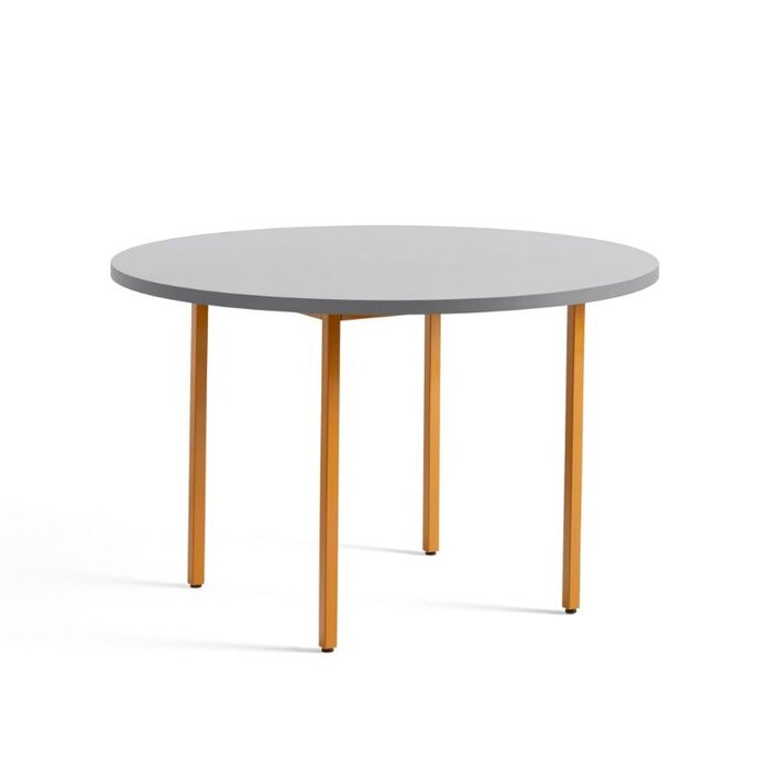 HAY Two-colour round table - light grey tabletop - ochre frame - Muller Van Severen