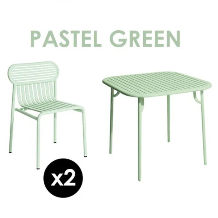 Petite Friture Set de jardin 85x85 table + 2 chairs Week-end - Petit Friture