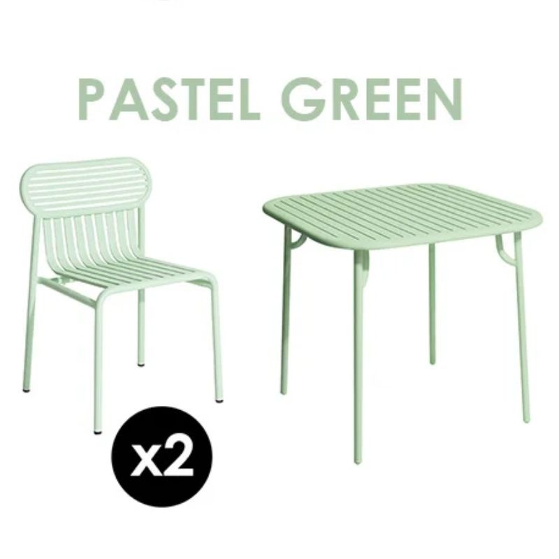 Petite Friture Set de jardin 85x85 table + 2 chairs Week-end - Petit Friture