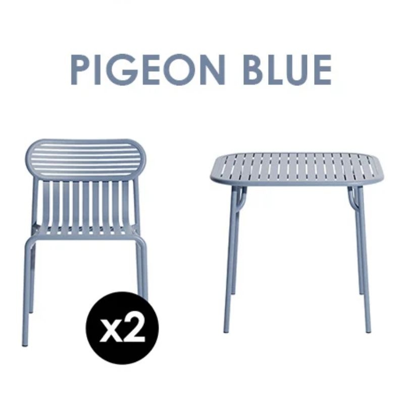 Petite Friture Set de jardin 85x85 table + 2 chairs Week-end - Petit Friture