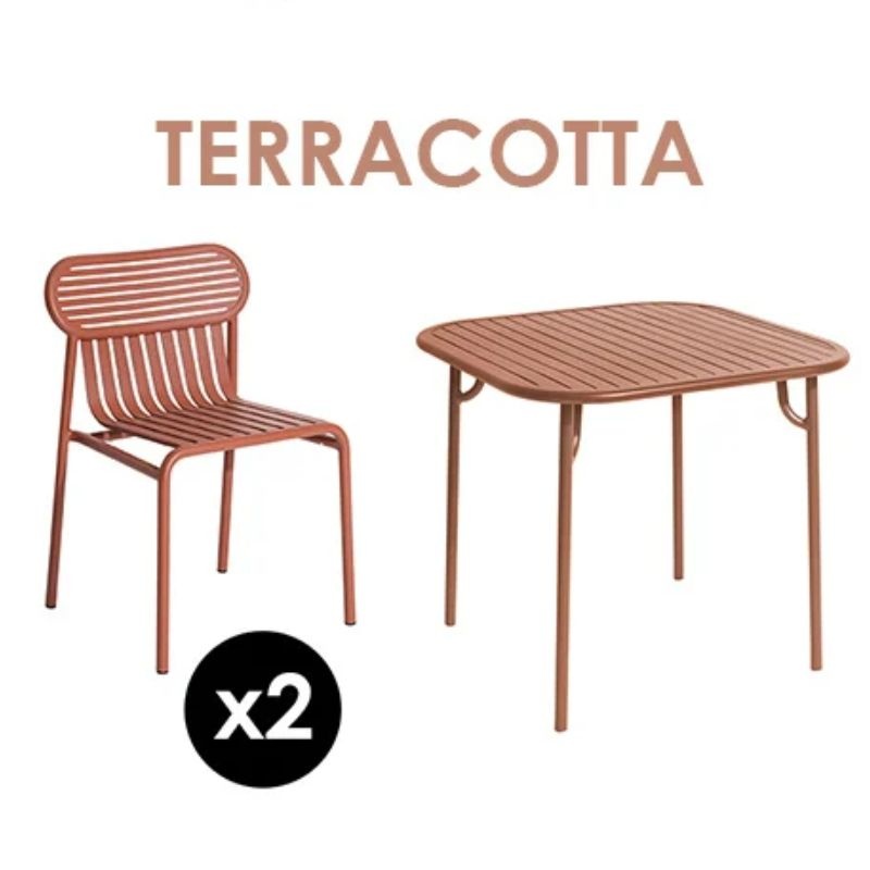 Petite Friture Set de jardin 85x85 table + 2 chairs Week-end - Petit Friture