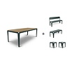 Weltevree Bended set (Tafel hout 220cm + 2x banken + 2x krukjes)