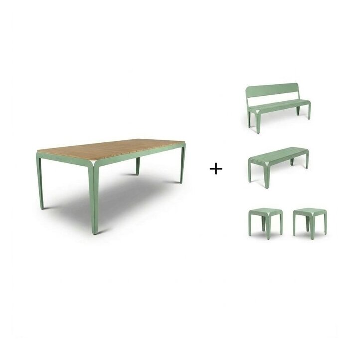 Weltevree Bended set (Tafel hout 220cm + 2x banken + 2x krukjes) - Weltevree