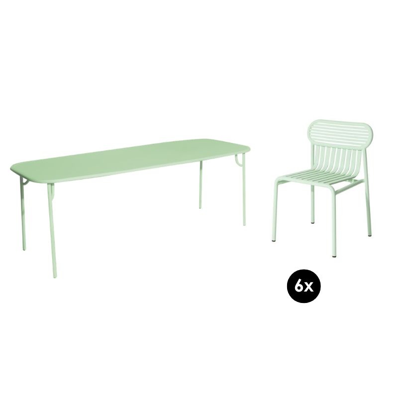 Petite Friture Set de jardin 220x85 table + 6 chaises Week-end - Petite Friture