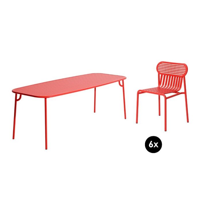 Petite Friture Tuinset 220x85 tafel + 6 stoelen Week-end - Petite Friture