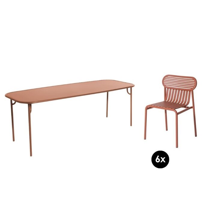 Petite Friture Tuinset 220x85 tafel + 6 stoelen Week-end - Petite Friture