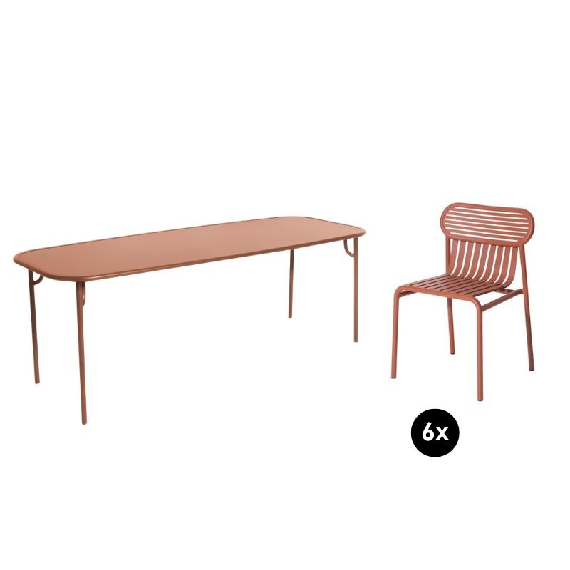 Petite Friture Tuinset 220x85 tafel + 6 stoelen Week-end - Petite Friture
