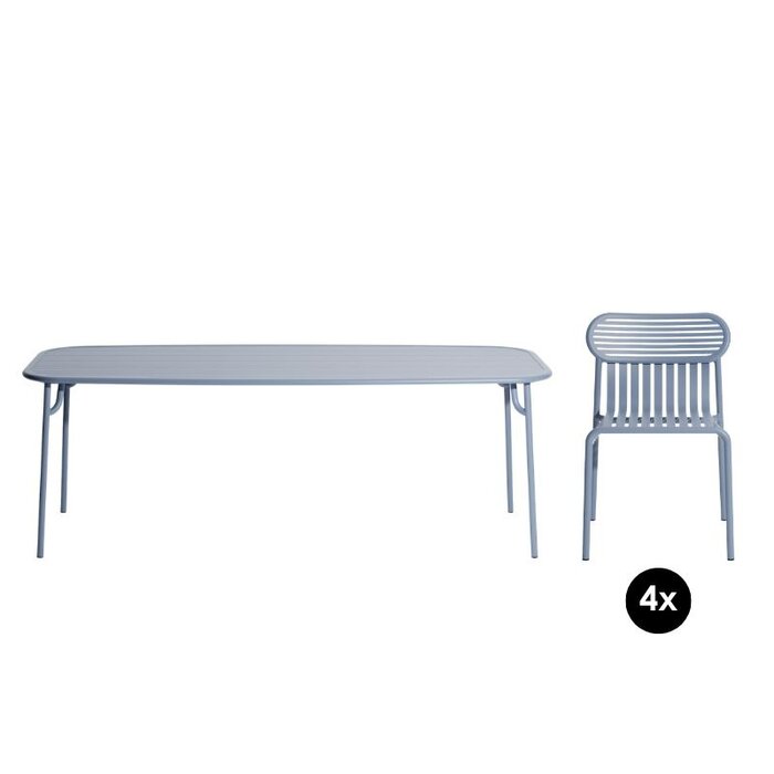 Petite Friture Tuinset 180x85 tafel + 4 stoelen Week-end - Petite Friture