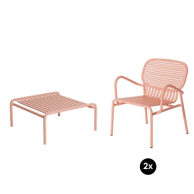 Petite Friture Week-end tuinset 60x69cm salontafel + 2 Lounge Chairs - Petite friture
