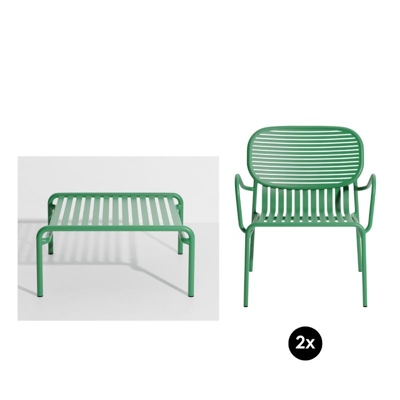 Petite Friture Week-end set de jardin 60x69cm table de salon + 2 fauteuils - Petite friture