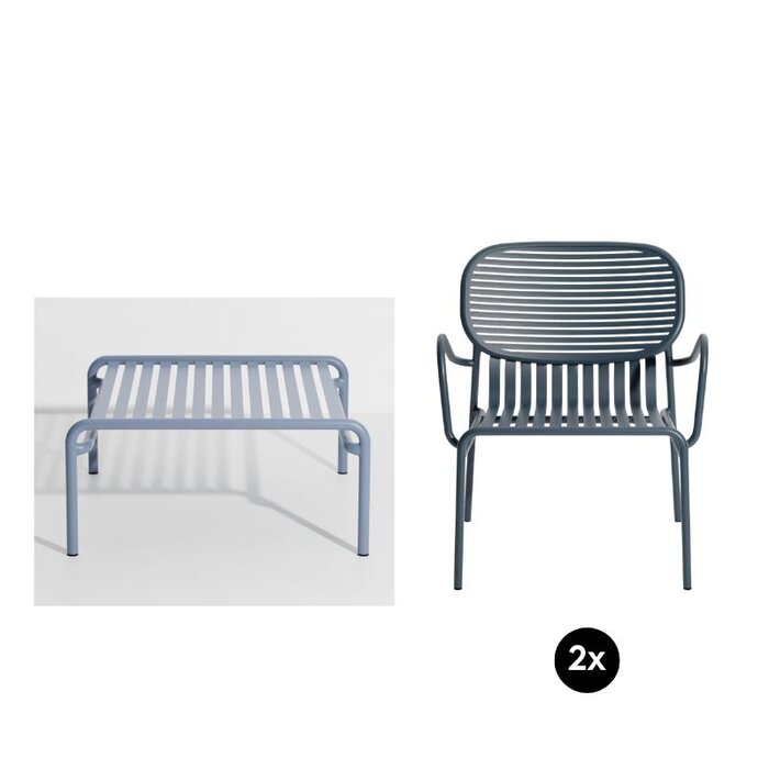Petite Friture Week-end set de jardin 60x69cm table de salon + 2 fauteuils - Petite friture