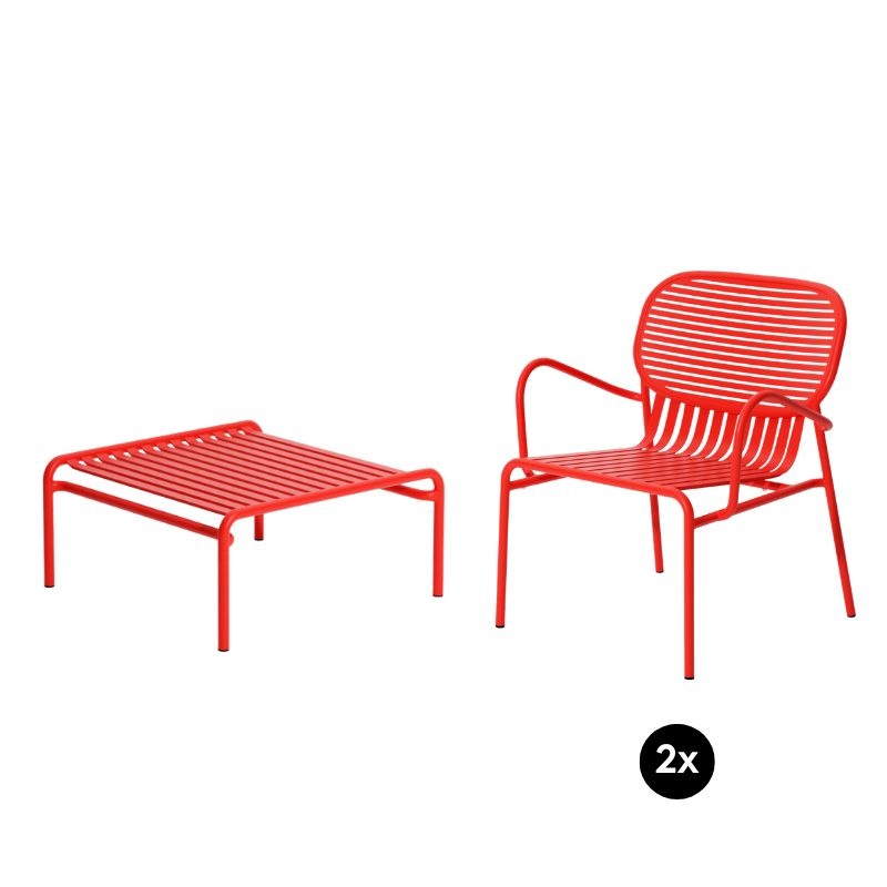 Petite Friture Week-end set de jardin 60x69cm table de salon + 2 fauteuils - Petite friture