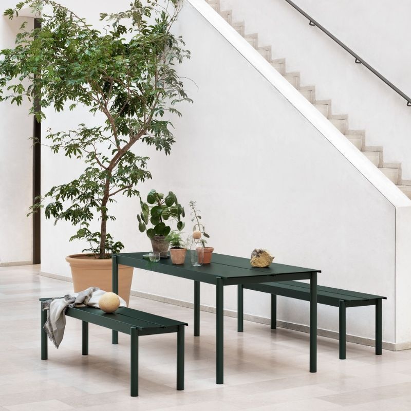 Muuto Linear set de jardin table 140x80 + 2 banques 110x34