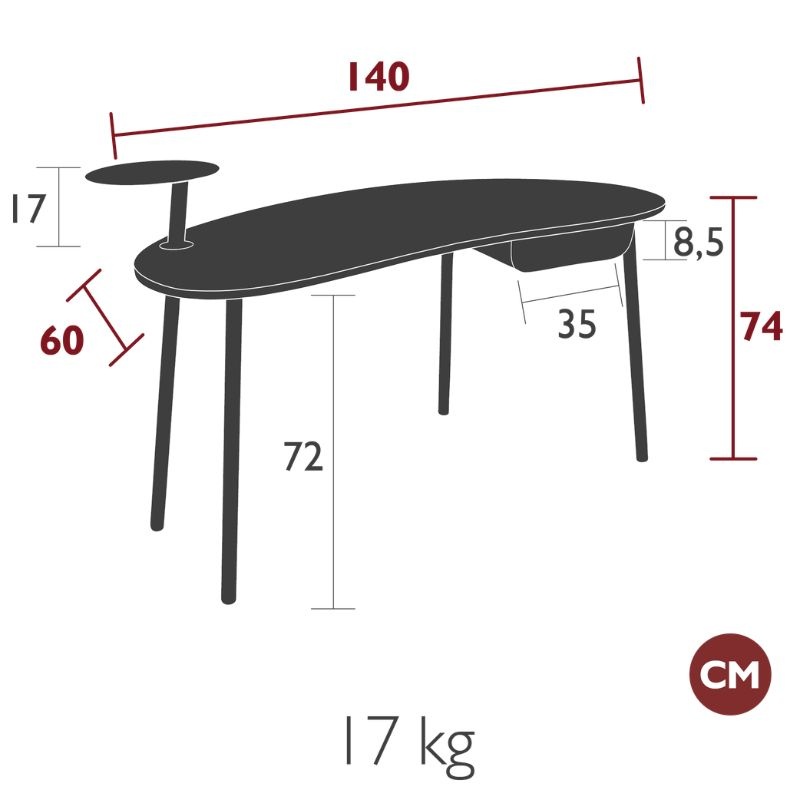 Fermob Nuage bureau - Oak/clay grey - Fermob