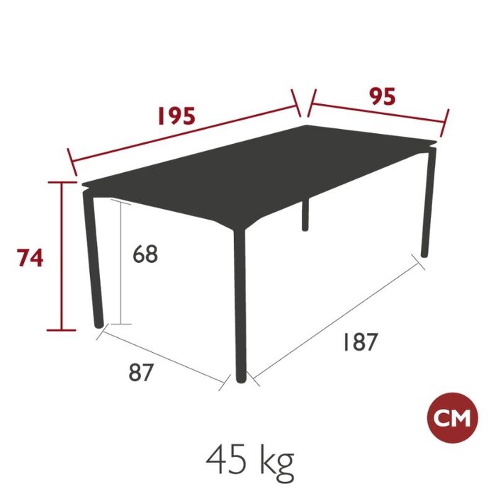 Fermob Calvi outdoor tafel 195x95 - Deep Blue - Fermob