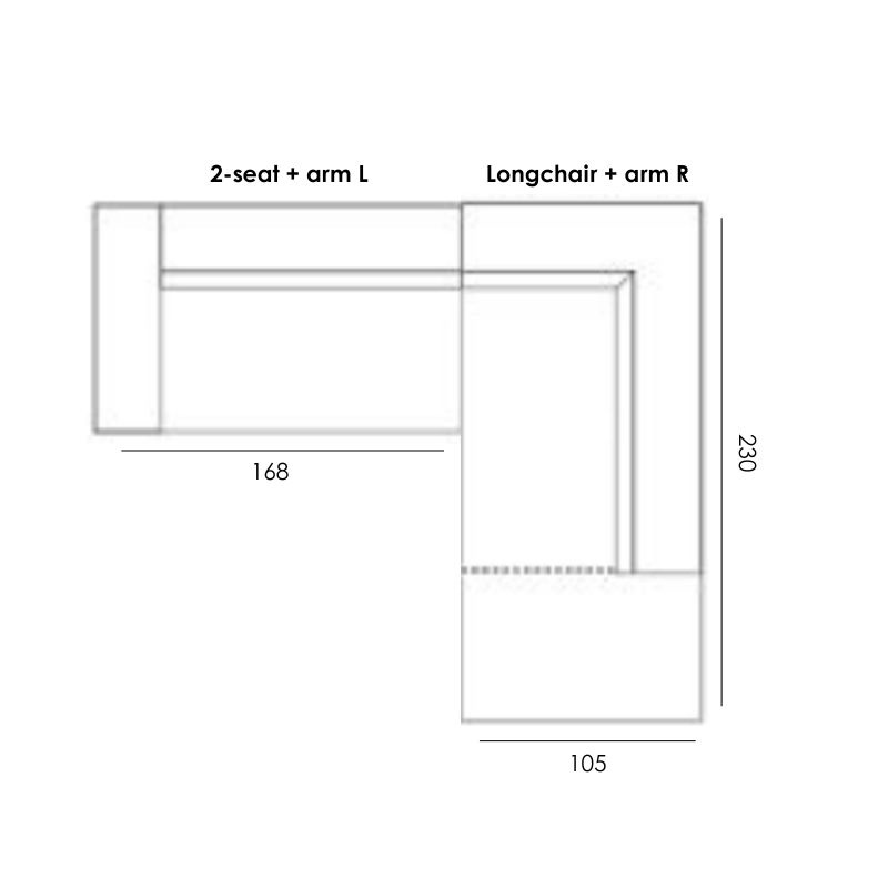 Fest Amsterdam Dunbar sofa 2 seat + longchair Royal 56 Petrol