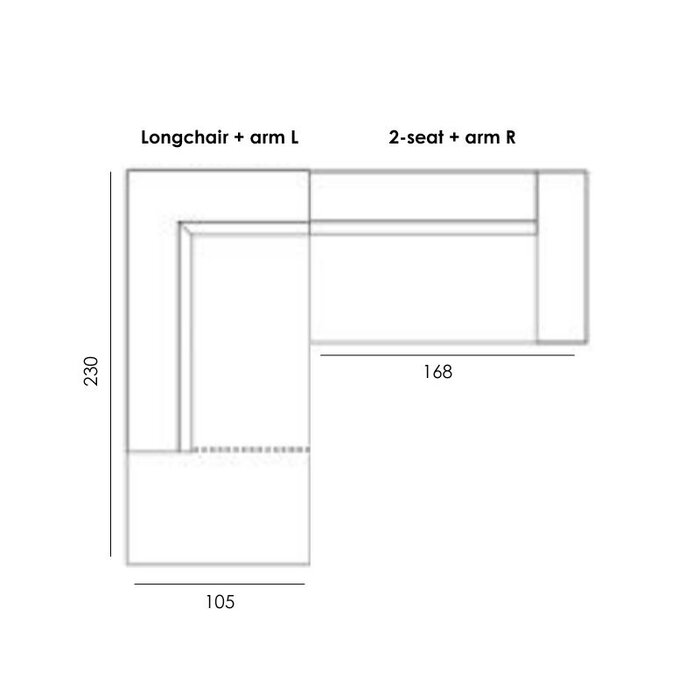 Fest Amsterdam Dunbar sofa 2 seat + longchair Royal 56 Petrol