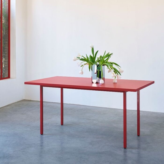 HAY Two-colour table - red tabletop - maroon red frame - Muller Van Severen