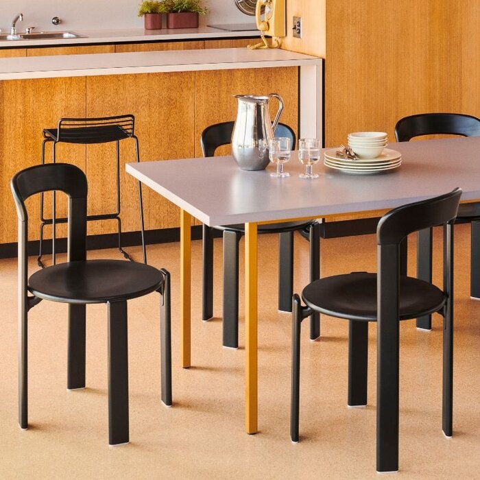 HAY Two-colour table - light grey tabletop - ochre frame - Muller Van Severen