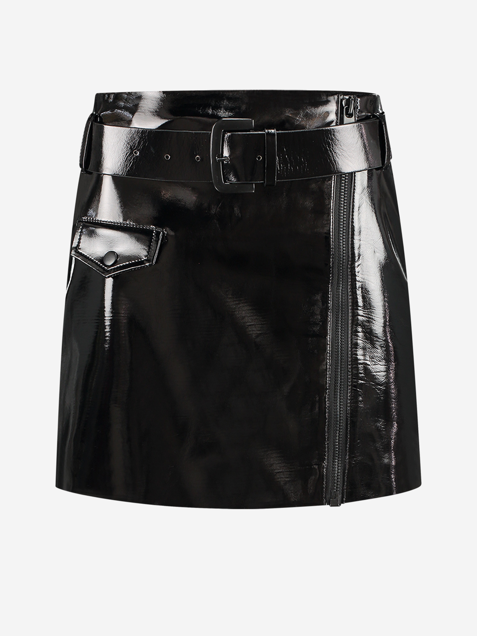NIKKIE LACQUERED SKIRT WITH BELT - lano