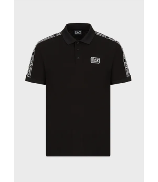 EA7 ARMANI Logo series cotton polo shirt zwart