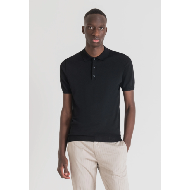 ANTONY MORATO Jacquard polo zwart Di lano Fashion