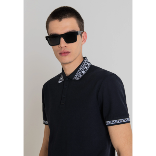 ANTONY MORATO Slim fit polo met print donkerblauw Di lano Fashion