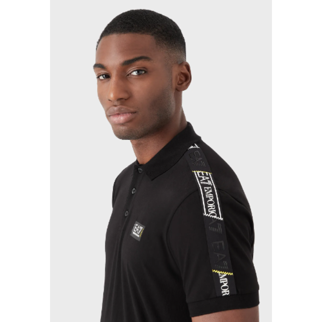 EA7 ARMANI Logo  poloshirt van katoenjersey zwart