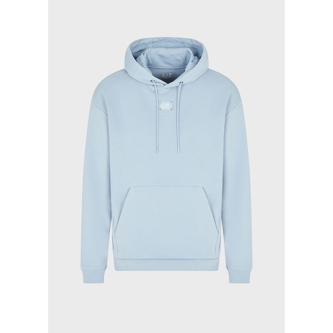 EA7 ARMANI Logo hoodie van biologische katoen blauw