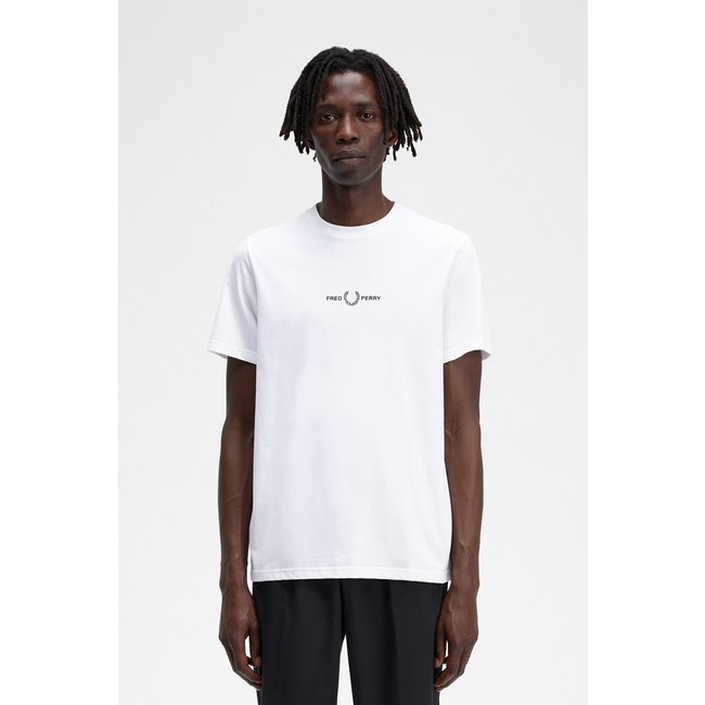 FRED PERRY Geborduurd T-shirt wit