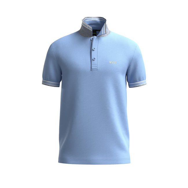 HUGO BOSS Polo van biologische katoen met gebogen logo blauw