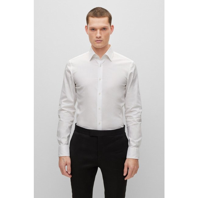 HUGO BOSS Slim -fit Overhemd stretchkatoen wit