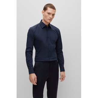 HUGO BOSS Slim -fit Overhemd stretchkatoen donkerblauw