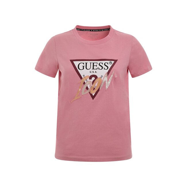 GUESS Icon t-shirt roze