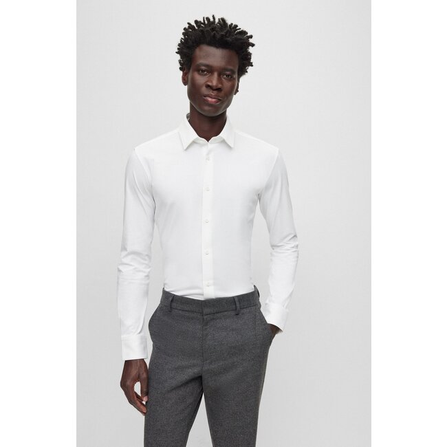 HUGO BOSS Slim -fit Overhemd Stretchkatoen Wit