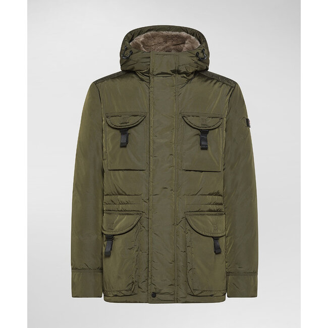 PEUTEREY Urban field jacket with fur collar groen