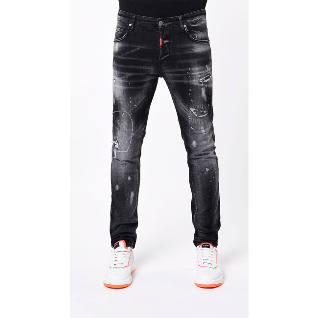 MY BRAND MB SKINNY BLACK JEANS RED SPOTS