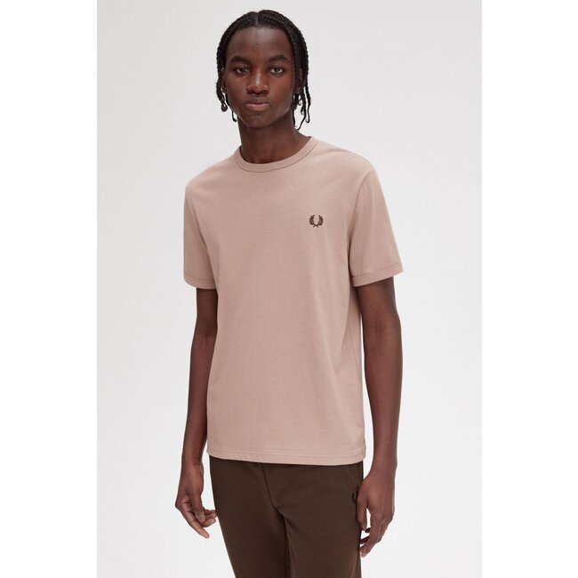 FRED PERRY Ringer T-shirt  dark pink/black