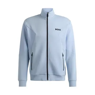 HUGO BOSS Vest van een katoenmix met 3d logo licht blauw