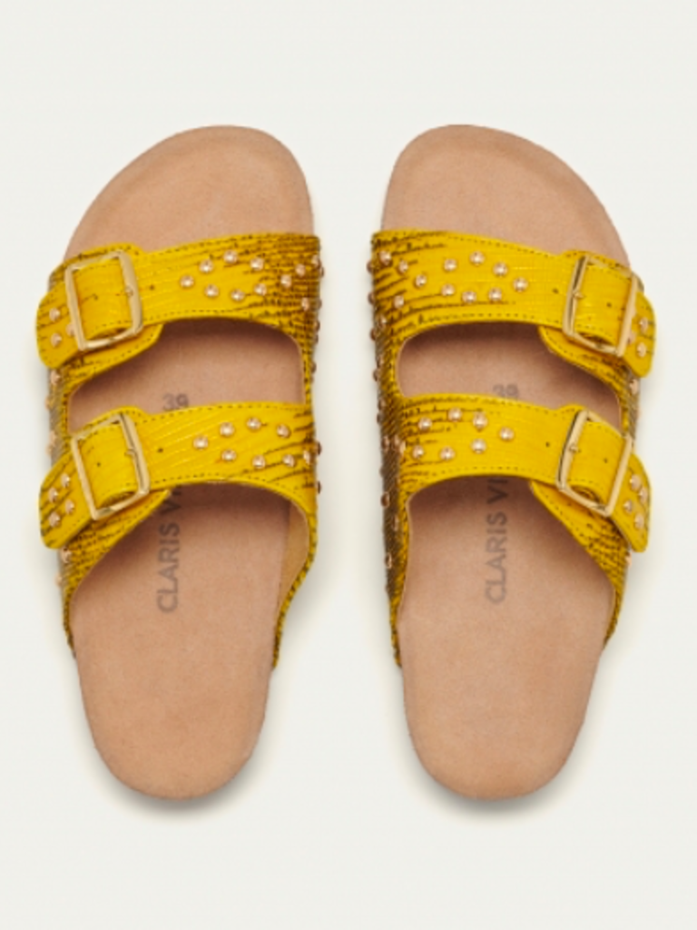 Claris Virot Lizard Sandals Odette Yellow