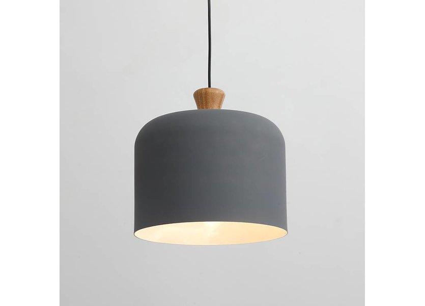 Hanglamp Grijs Aluminium met hout - Valott Aune