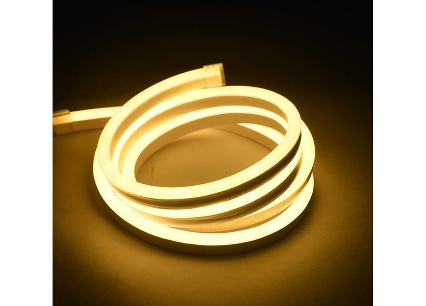 LED Neon strip Flex Micro Warm Wit 1 meter 8mm x 16mm inclusief 12V lichtnetadapter - Funnylights