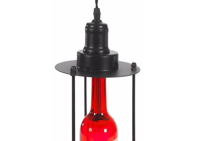 Industriële Hanglamp Rode Wijnfles – Scaldare Verano