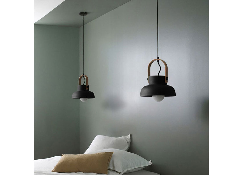 Hanglamp Modern Zwart Aluminium met Hout - Valott Mirja